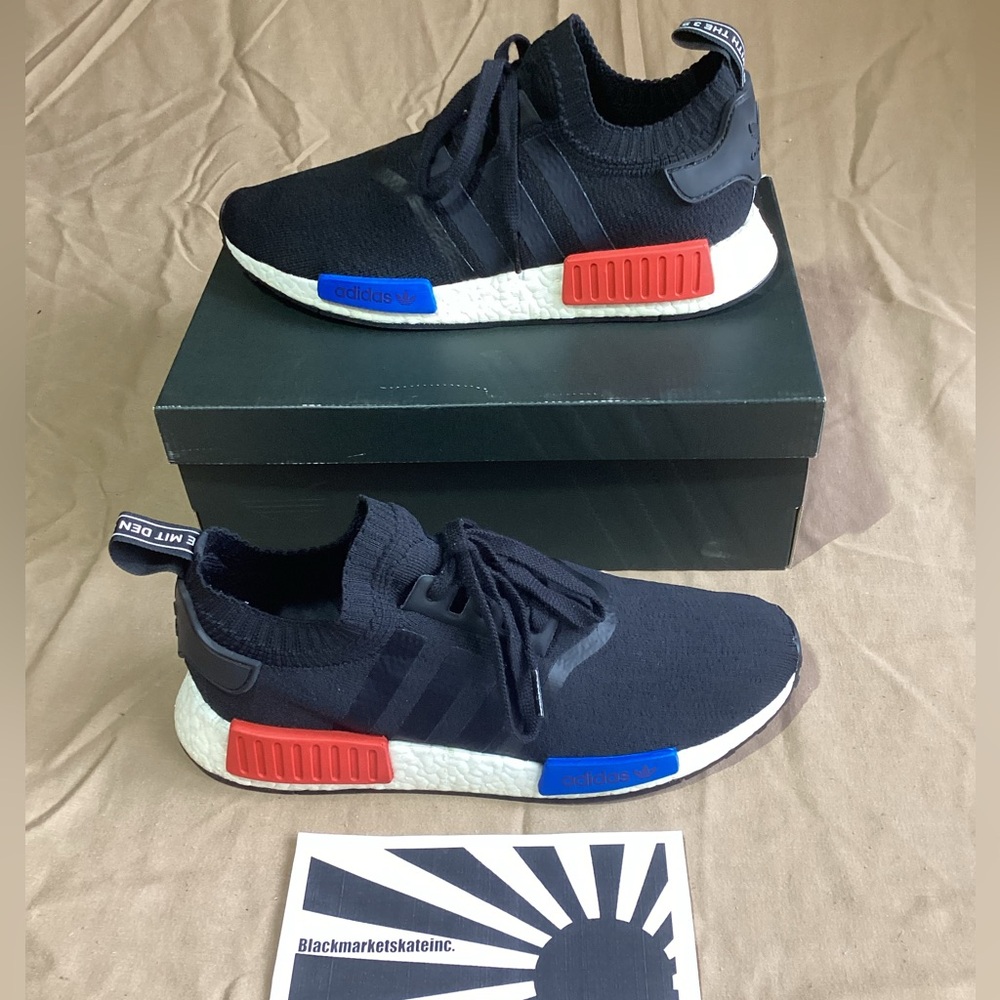 Adidas NMD R1 Primeknit 'OG' Core Black Lush Red 2015 S79168 Men's Size 10.5